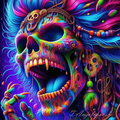 a vibrant and abstract portrayal of a face possibly